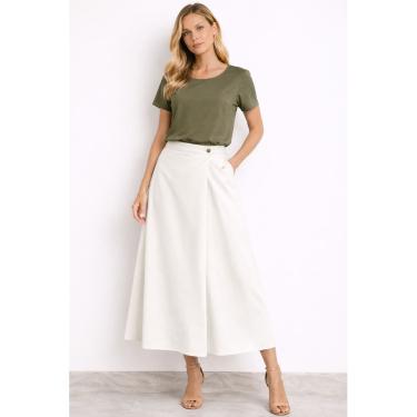 Imagem de Saia Midi Yeji Feminina em Linho com Forro Confortável