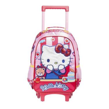 Imagem de Mochila Escolar De Rodinha Infantil Hello Kitty Cetim Plush Original X