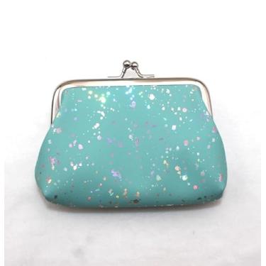 Imagem de Bolsa feminina com fecho de moedas, padrão estrela, pequena carteira, porta-cartões, mini Kiss Lock, Verde