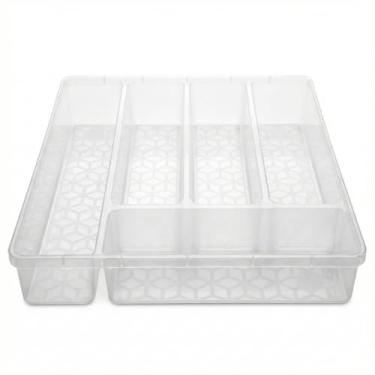 Imagem de Organizador Porta Talheres e Facas com 5 Divisórias para Gaveta Armário Cozinha 34x28,5x6cm Plástico Premium Resistente