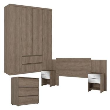 Imagem de Guarda Roupa Solteiro Nobre 4 Portas com Cômoda Gaveteiro Condessa e C