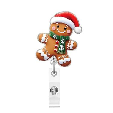 Imagem de Carretel de crachá retrátil de Natal para crachá de identificação enfermeira suporte de crachá de acrílico com clipe de jacaré giratório de 360°, acessórios para escritório, médico, enfermeira