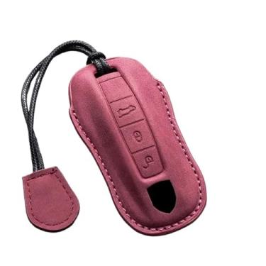 Imagem de Camurça chave fob chaveiro couro caso chave do carro capa compatível com porsche panamera spyder carrera macan cayman cayenne 911 970 981 991 718(A7)