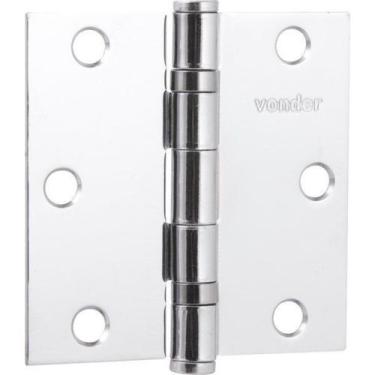 Imagem de Dobradiça p/ porta 3.1/2" aço carbono cromado c/ 3 pç Vonder