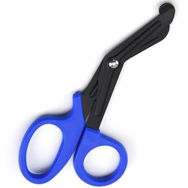 Imagem de Aqur2020 Tesouras de Bandagem, Tesoura de Aço Inoxidável Com Serrilhado para Cortar Ataduras de Gaze lã de Lona, ​​design de Alça Ergonômica (Azul)