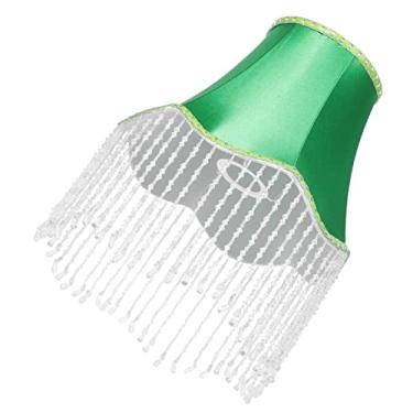 Imagem de Tecido pingente de luz franja abajur acessórios trança abajur abajur com franja renda abajur capa abajur para abajur de cabeceira abajur de franja capa de lâmpada rosa (Color : Green, Size : 25x25cm