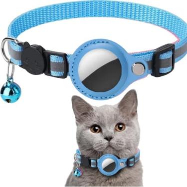 Imagem de Coleira Capa Fixa Air Tag Gps Rastreador Gato Cachorro Pet Refletiva (Azul)