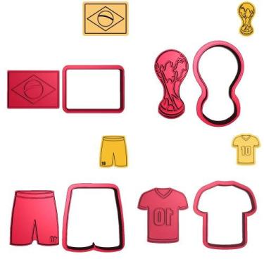 Imagem de Kit 4 Cortadores Copa Taça Brasil Camisa 10 Bermuda - Doce Impresso, 3