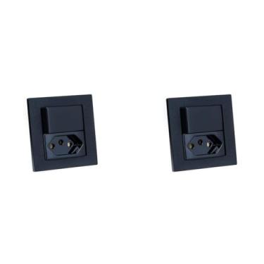 Imagem de Kit Espelhos de Tomadas Duplo Reto 2 Tom 10A 2 Interruptor COR:PRETO