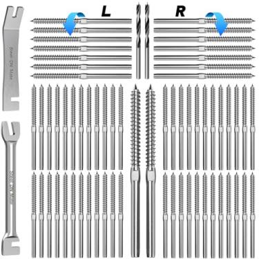 Imagem de Steel DN Mate Parafusos de aço inoxidável T316 com rosca para destros e canhotos para calço de madeira de 1/8 polegada, ferragem de trilho de deck, kit de balaústre de madeira faça-você-mesmo, 50 pares de 100 pacotes