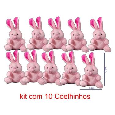 Imagem de kit c 10 Coelhinhos de Pelucia Rosa Coelho da Páscoa  Pascoa