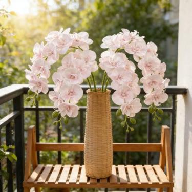 Imagem de HCTCPALS Orquídea branca de 102 cm, flores artificiais, 5 peças, orquídeas falsas, hastes longas, ramos de Phalaenopsis, orquídeas de seda de toque real, para vaso para chá de panela, festa de casa