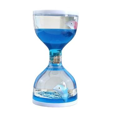 Imagem de 1 Temporizador de ampulheta de gota de óleo acrílico - Ornamento de artesanato pequeno e requintado com peixe para decoração de casa, sala de estar, escritório e mesa, azul