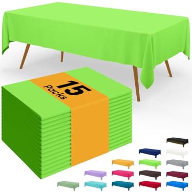 Imagem de Smiry Toalha de mesa descartável – pacote com 15, toalhas de mesa retangulares impermeáveis de 137 x 272 cm para festas, capa de mesa de plástico decorativa, à prova de vazamento e resistente