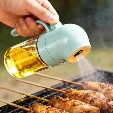 Imagem de Frasco dispensador de óleo de 180 ml com alça para cozinha, cozinhar, churrasco, vinagre, molho de soja, tempero, controle de névoa, spray