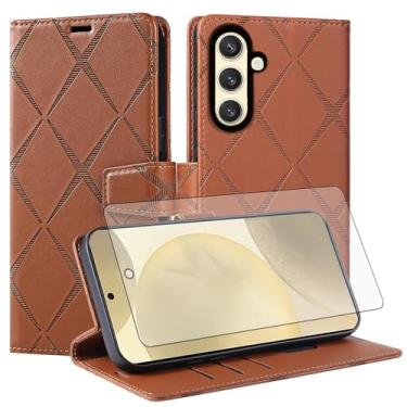 Imagem de Asuwish Capa de telefone para Samsung Galaxy S24/S25 5G capa carteira com protetor de tela de vidro temperado PU couro sintético flip porta-cartão de crédito slot celular S 24 24S 25 25S G5 SM-S931U