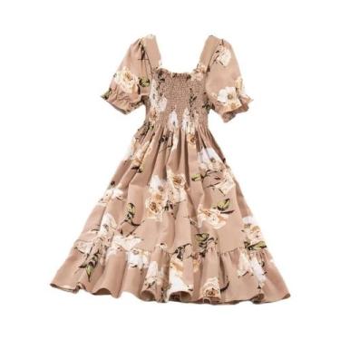 Imagem de Vestido Casual Feminino De Chiffon Plissado Com Cintura Elástica E Man