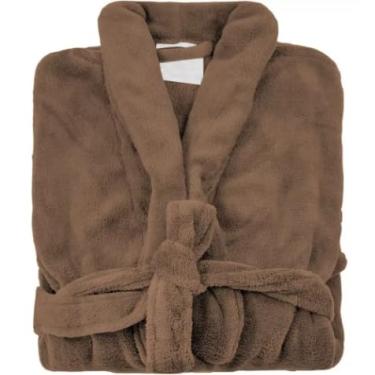 Imagem de Roupão Plush Microfibra Adulto Extra Macio Unissex Tamanho Único - Confortável para Dormir e Relaxar em Casa (MARROM)