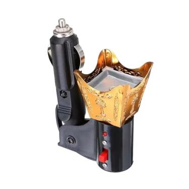 Imagem de Wswqop Queimador de Incenso Elétrico para Carro, Incensário Elétrico Estilo Oriente Médio, Difusor de Incenso, Isqueiro, Porta-incenso para Veículo, Ouro, Tamanho real
