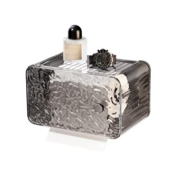 Imagem de Suporte para caixa de lenços, dispensador de papel higiênico, caixa de papel higiênico, ventosa de armazenamento de papel higiênico montado na parede, papel em rolo de papel higiênico, papel de gaveta