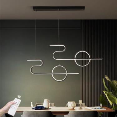 Imagem de Luminária pendente de LED para mesa de jantar, com intensidade regulável, 90 cm, design moderno e elegante, 50 W, lustre para quarto, sala de jantar, escritório, cozinha e sala de estar (pre