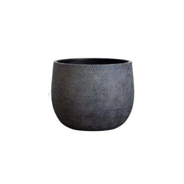 Imagem de KEG801302 Vaso de flores simples de cerâmica preto criativo grande vaso de cerâmica grande calibre verde plantas plantador de cimento sensação premium (preto, médio)