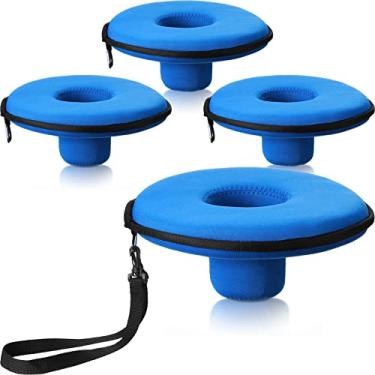 Imagem de Suporte flutuante para bebidas 4 peças de neoprene flutuante refrigerador inflável porta copos flutuantes para piscina diversão água