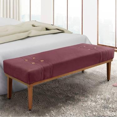 Imagem de Recamier 1,95m Com Base De Madeira Maciça Em Tecido Veludo Gênova - Lucadi Vinho