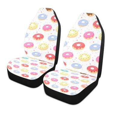 Imagem de xigua Capas protetoras de assento de carro coloridas Donuts universais, pacote com 2, capas protetoras de assento de carro respiráveis para SUV, carros automotivos, caminhões