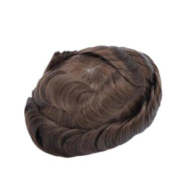 Imagem de Aplique de testa Peruca de cabelo humano peruca masculina mono e pu com frontal renda 6 "sistema substituição(7x10)