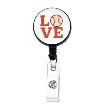 Imagem de Porta-crachá de identificação de beisebol, presente de beisebol para amantes de esportes, cordões retráteis para crachás de identificação, clipes de crachá, presente de escritório de enfermeira