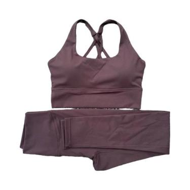 Imagem de Conjunto De Ginástica E Yoga Feminino Em Cor Sólida, Top Esportivo Com
