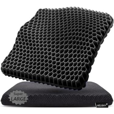 Imagem de Almofada de assento de gel, almofadas de gel supergrandes com capa antiderrapante para cadeira de rodas de assento de carro de escritório em casa, almofada de assento de favo de mel respirável para