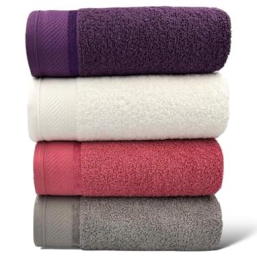 Imagem de Kit Com 04 Toalhas De Banho Gigante / (Vinho/Branca/Terracota/Cinza)