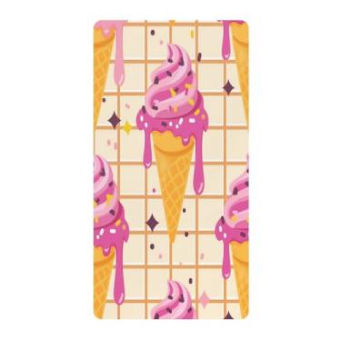 Imagem de Blueangle Lençol de berço padrão para berço infantil - Lençóis de algodão macio e respirável com estampa de sorvete (822)