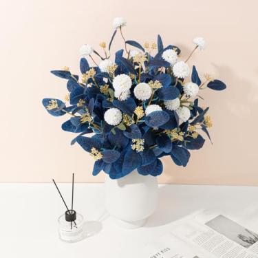 Imagem de Dallisten Flores falsas para vaso, 16 peças de flores artificiais de seda sintética com hastes de eucalipto, mini arranjos florais de haste longa para decoração de casa, casamento, mesa de centro de