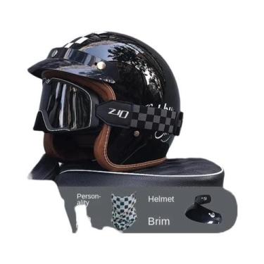 Imagem de Capacete De Motocicleta Vintage Certificado DOT 3/4 Jet Mask ORZ-058C,