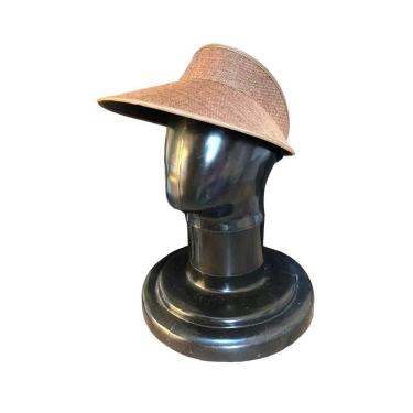 Imagem de Viseira Feminina De Praia Palha Marrom Aba Grande Proteção