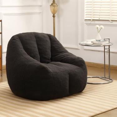 Imagem de MINCETA Cadeira Bean Bag para adultos, sofá confortável com apoio de braço, cadeira BeanBag cinza escuro com suporte para as costas para sala de estar, quarto