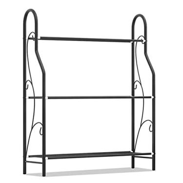 Imagem de Prateleira para sapatos, organizador de sapatos de 3 níveis, rack de armazenamento simples, sala de estar, quarto, sapateira, prateleira para varanda, plantas, suporte para sapatos (preto 71 x 24,5 x