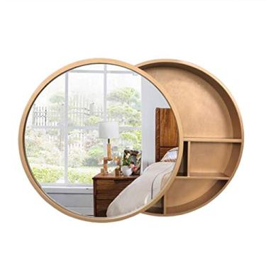 Imagem de Armário de banheiro montado na parede com espelho armário push-pull nogueira (Cor: Madeira Tamanho: 70 cm)