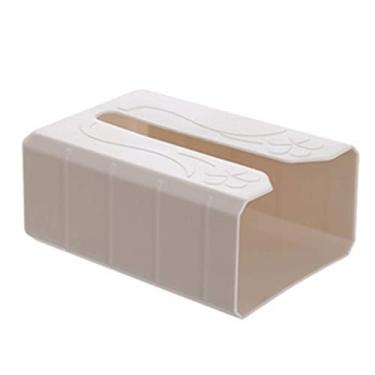 Imagem de Suporte de papel de parede para caixa de lenços adesivos, dispensador de toalhetes de vaso sanitário, organizador de guardanapos, prateleira organizadora para cozinha, banheiro (cor: branco) (damasco)