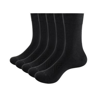 Imagem de Meias Masculinas De Algodão Preto Respirável Até a Panturrilha, 5 Pare
