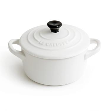 Imagem de MINI COCOTTE LE CREUSET 250 ML 10CM EM CERÂMICA PUXADOR PRETO BRANCO COTTON 71901104310100