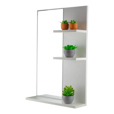 Imagem de Espelho Para Banheiro Com Armário Branco Liege A 68Cm