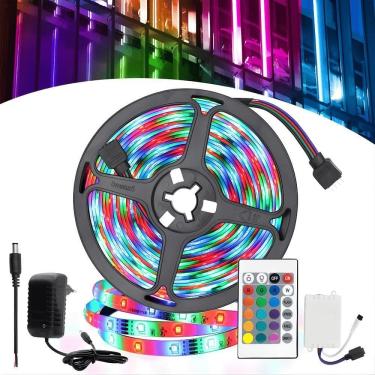 Imagem de Fita Led Colorida Rgb 5 Metros 12V 2835 Controle E Fonte
