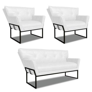 Imagem de Namoradeira E 2 Poltronas Industrial Pto Anitta Sintét Pu Branco D03 - D'rossi