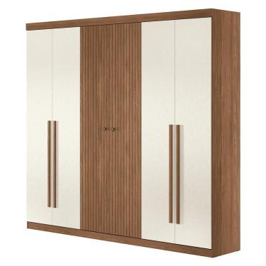 Imagem de Guarda Roupa Casal Buriti Ripado 6 Portas Jatobá-areia - Santos Andirá Jatobá-areia