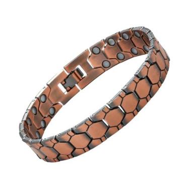 Imagem de Pulseira De Terapia Magnética De Cobre Puro Masculina, 3500 Gauss, 3X 