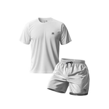 Imagem de Conjunto Camiseta Dry Masculina Raglan E Short Mauricinho Academia Verão Praia Básico-Masculino